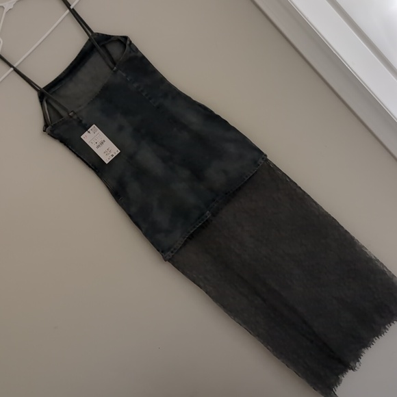 Zara $89  LACE DENIM DRESS BLUE GREY 6045/003 NWT S M L - Picture 12 of 13